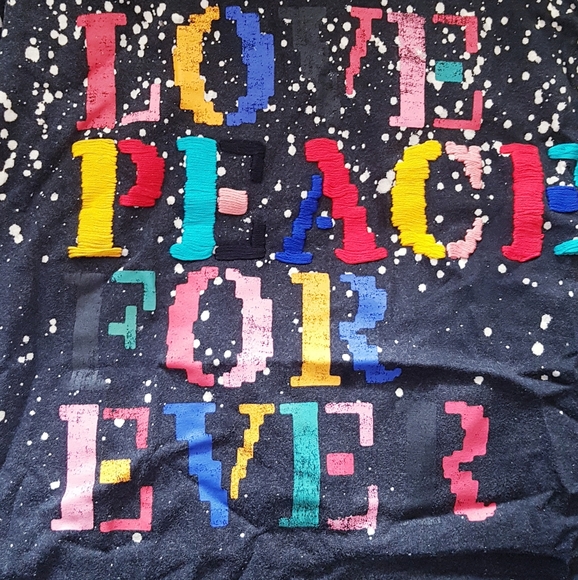 ANTHROPOLOGIE PILCRO Multi-Colour Love Peace Forever T-Shirt - Picture 6 of 13